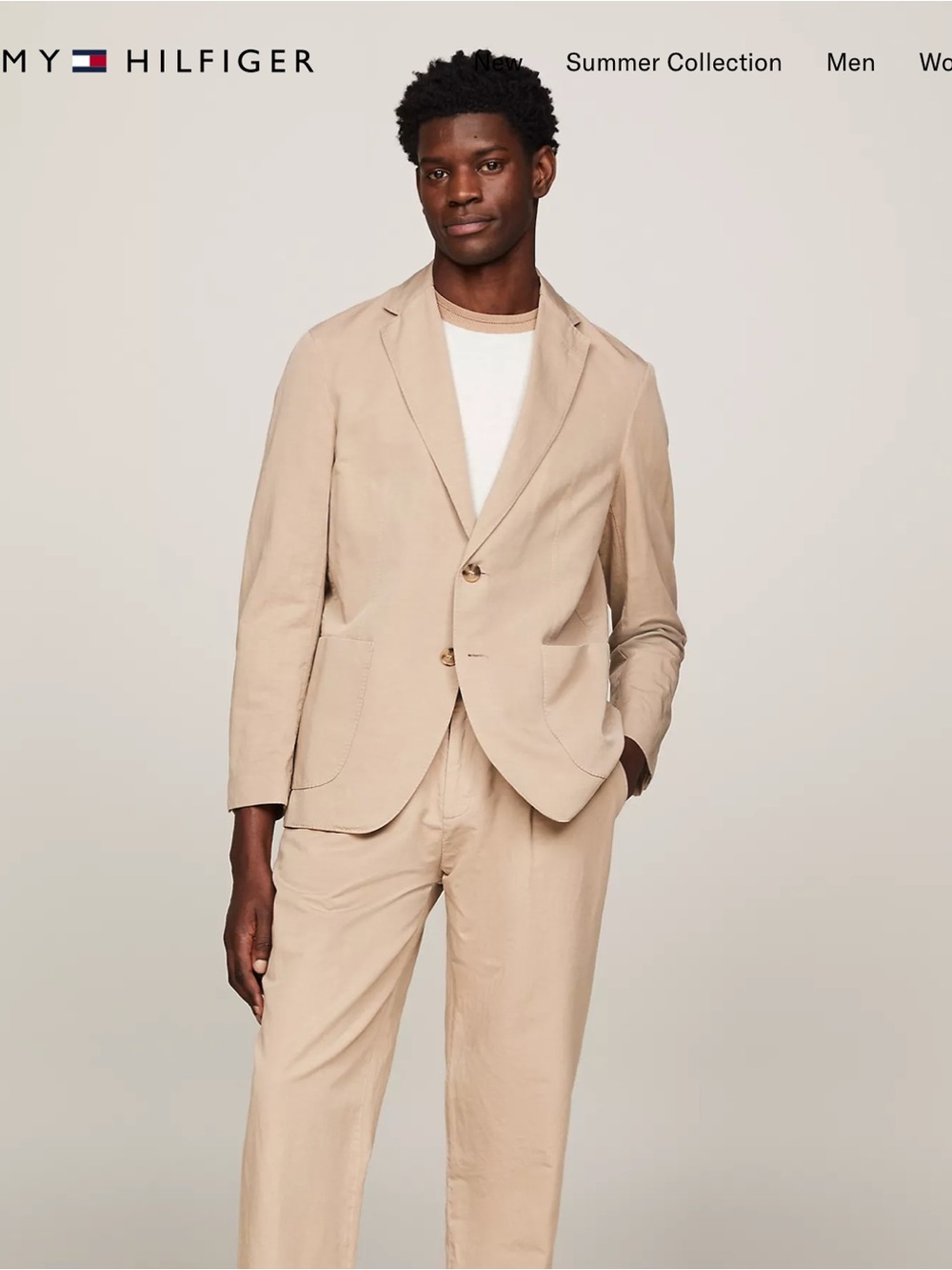 Tommy Hilfiger Men's Beige Suit Jacket and Pants set